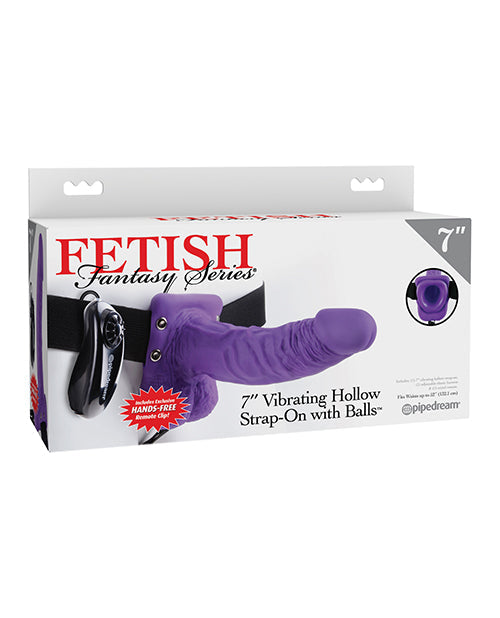 Fetish Fantasy Series 7" Vibrating Hollow Strap On w/Balls - Purple