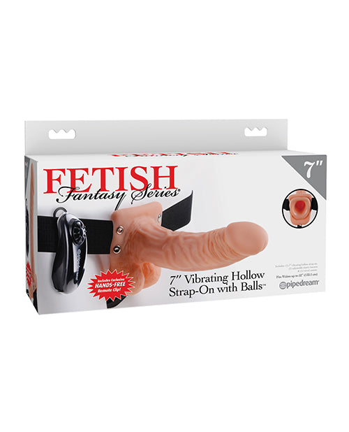 Fetish Fantasy Series 7" Vibrating Hollow Strap On w/Balls - Flesh