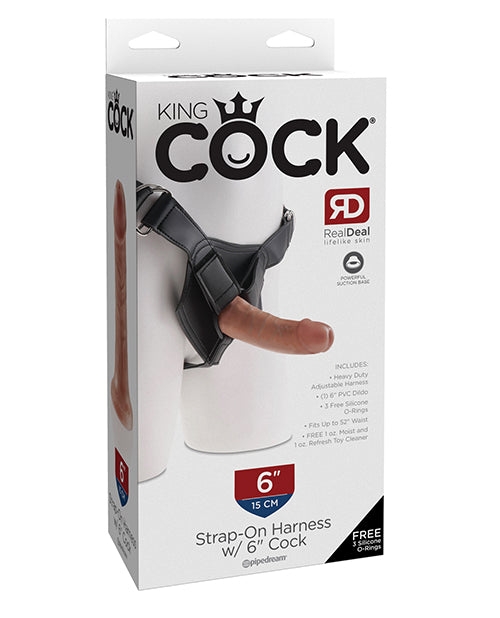 King Cock Strap-On Harness w/6" Cock - Tan
