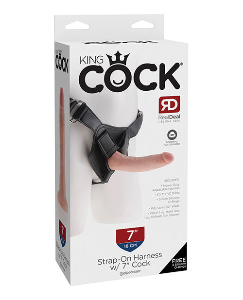 King Cock Strap On Harness w/7" Cock - Flesh