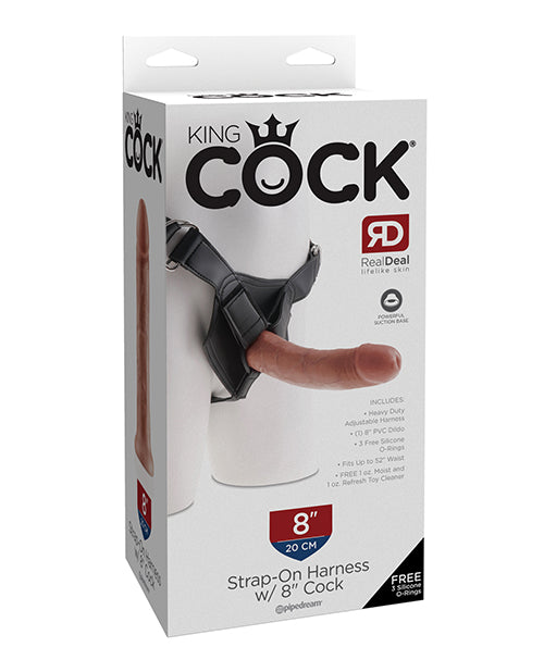 King Cock Strap-On Harness w/8" Cock - Tan