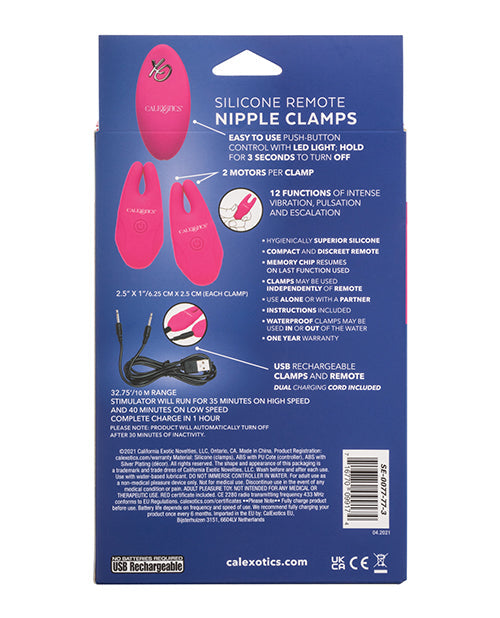 Silicone Nipple Clamps w/Remote - Pink