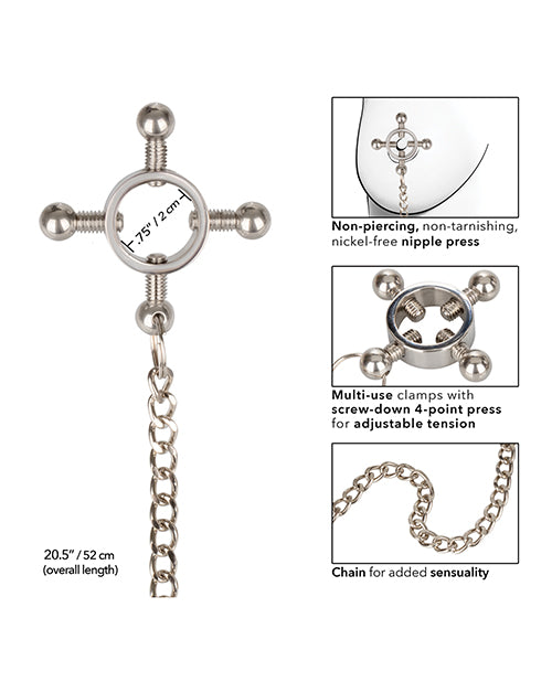 Nipple Grips 4-Point Nipple Press w/Chain - Silver