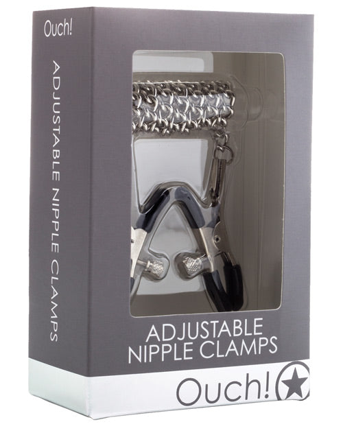 Shots Ouch Adjustable Nipple Clamps w/Chain - Metal