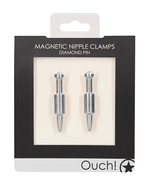 Shots Ouch Pin Magnetic Nipple Clamps - Silver