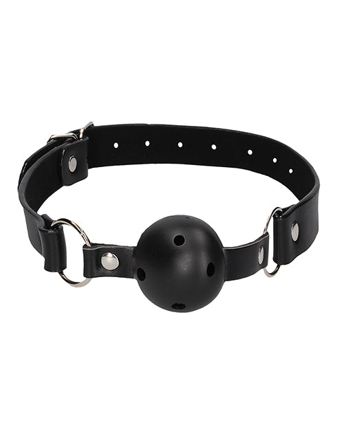 Shots Ouch Black & White Breathable Ball Gag w/Nipple Clamps - Black