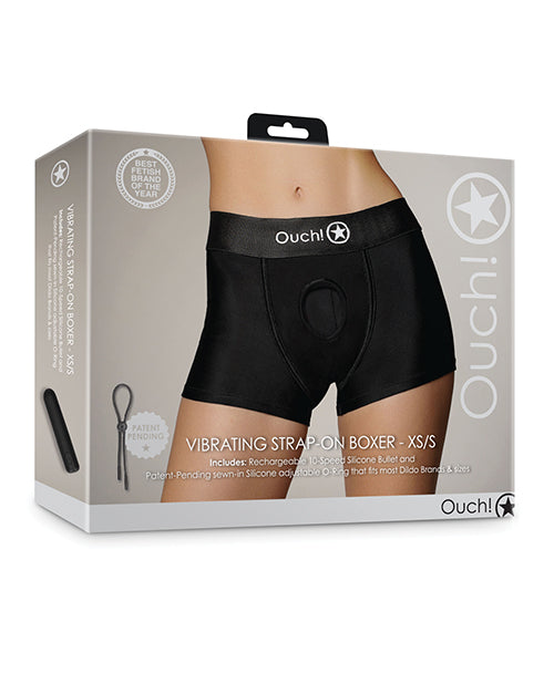 Shots Ouch Vibrating Strap On Boxer - Black XS/S