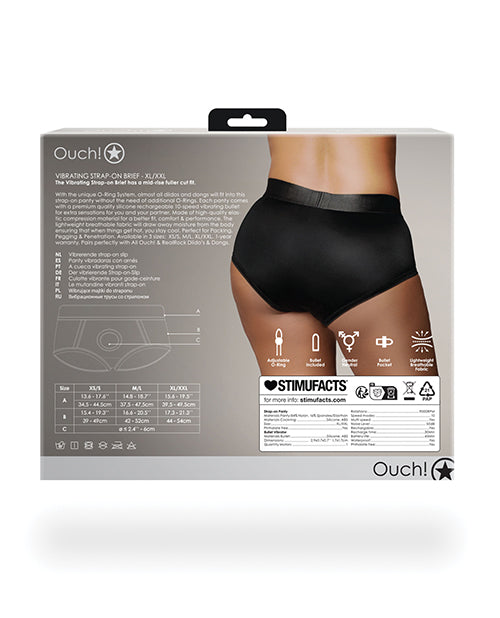Shots Ouch Vibrating Strap On Brief - Black XL/XXL