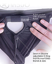 Shots Ouch Vibrating Strap On Hipster - Black M/L