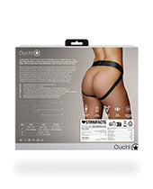 Shots Ouch Vibrating Strap On Panty Harness w/Open Back - Black M/L
