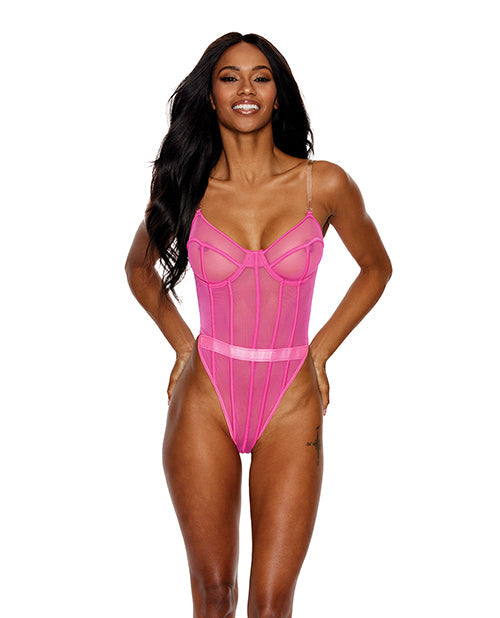 Mesh Underwire Teddy Hot Pink XXL