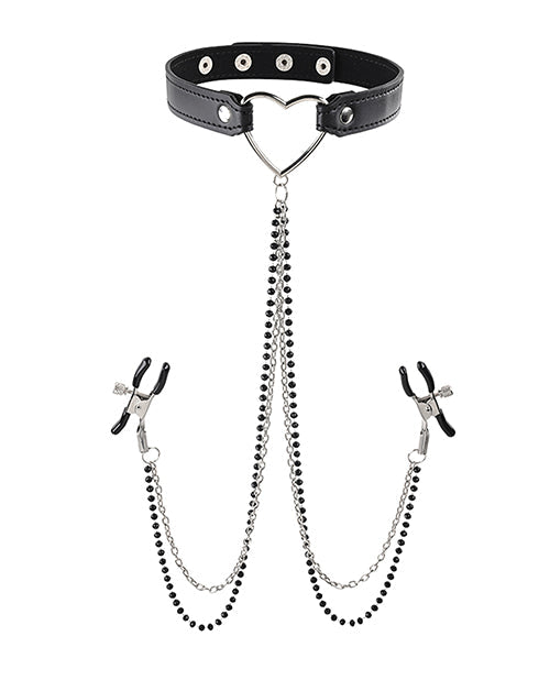 Sex & Mischief Amor Collar w/Nipple Clamps