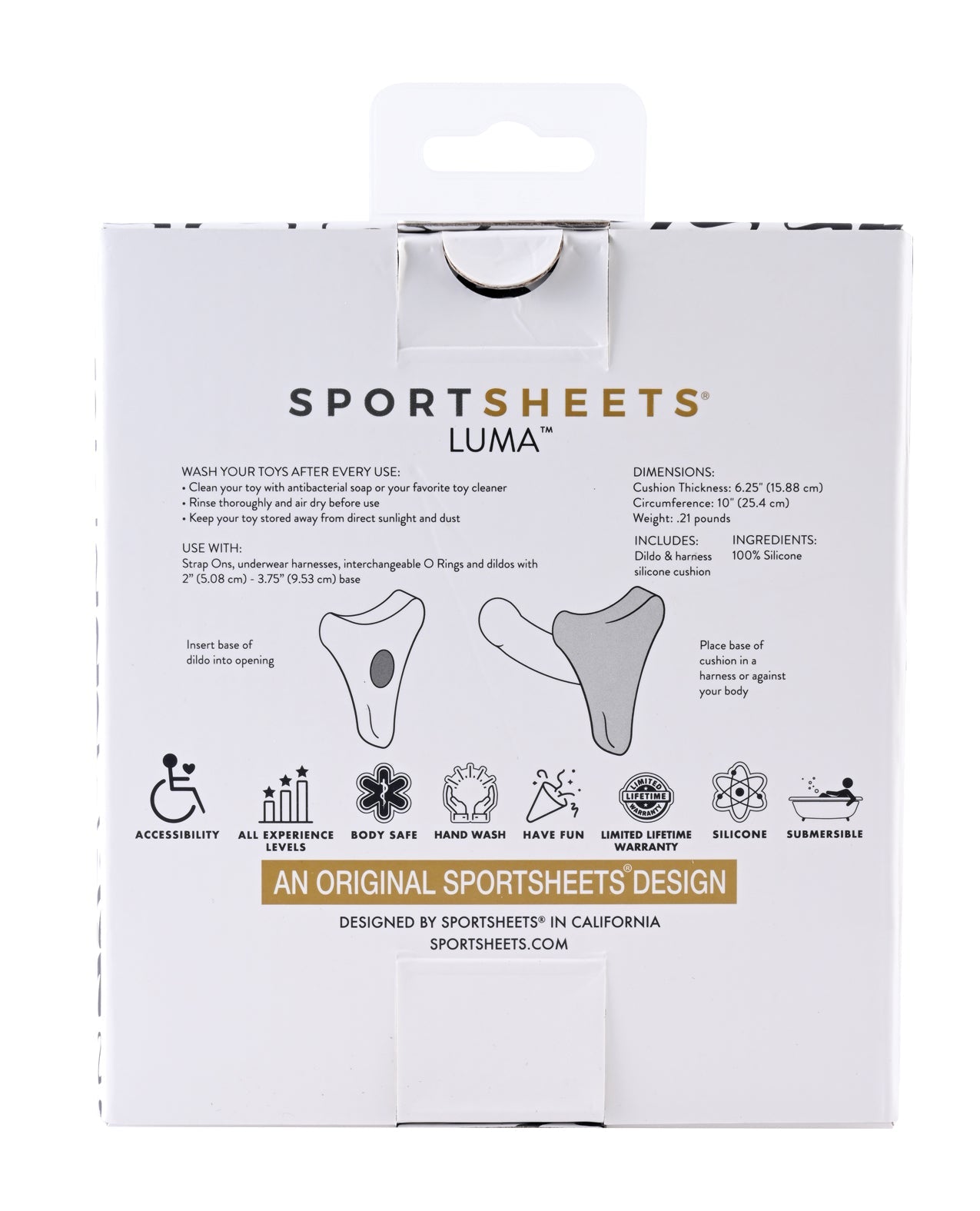 Sportsheets Luma Dildo & Harness Silicone Cushion - Blue