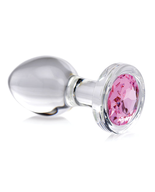 Booty Sparks Pink Gem Glass Anal Plug - Medium