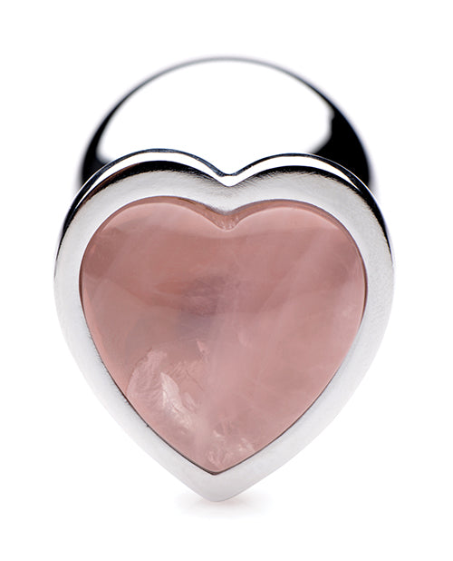 Booty Sparks Gemstones Rose Quart Heart Anal Plug - Medium