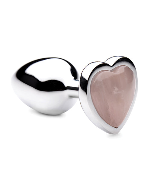 Booty Sparks Gemstones Rose Quartz Heart Anal Plug - Small