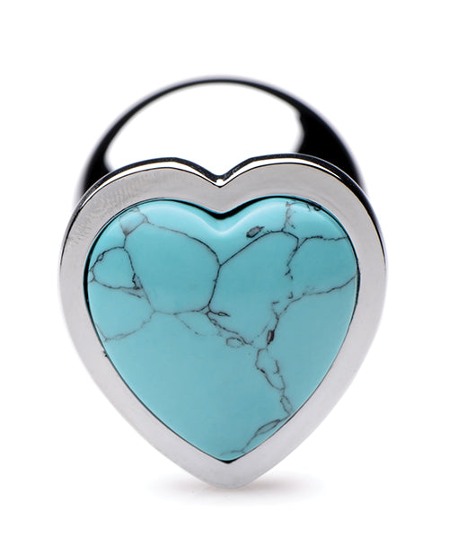 Booty Sparks Gemstones Turquoise Heart Anal Plug - Medium