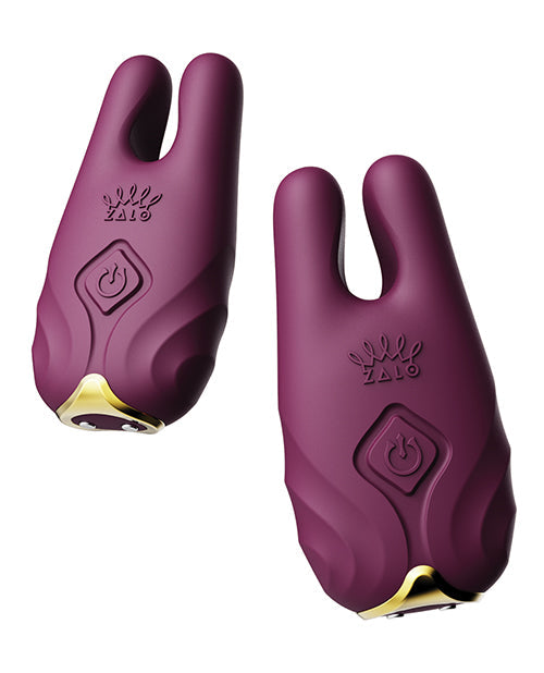 Zalo Nave Vibrating Nipple Clamps - Velvet Purple